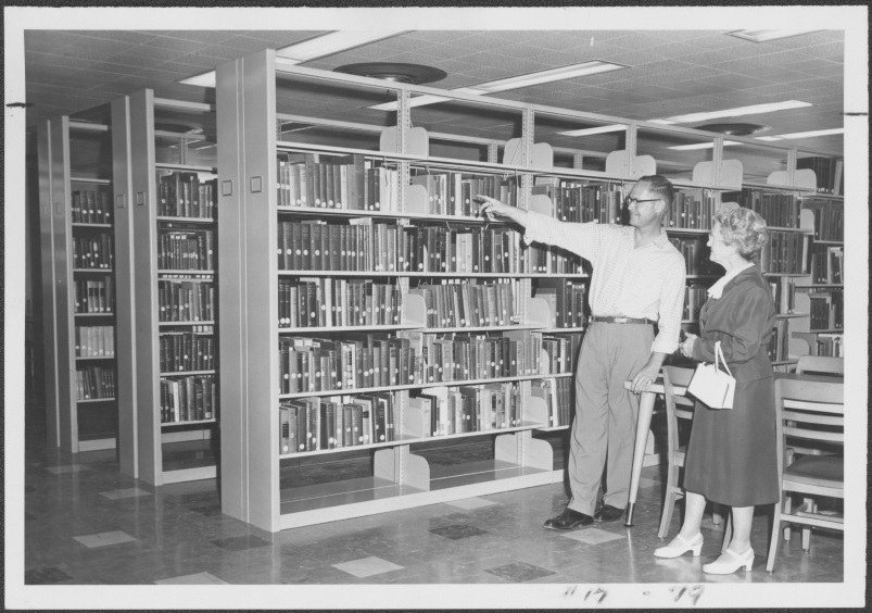 James Ranz and a friend in the new library.