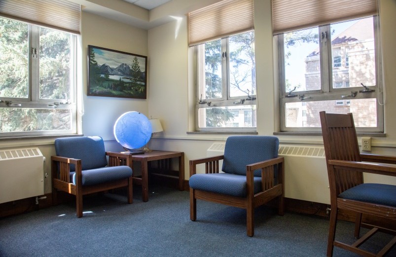 A study corner of the geology library.