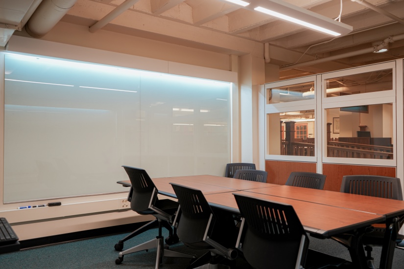 Interior of the Geology Library Basement Study Room.