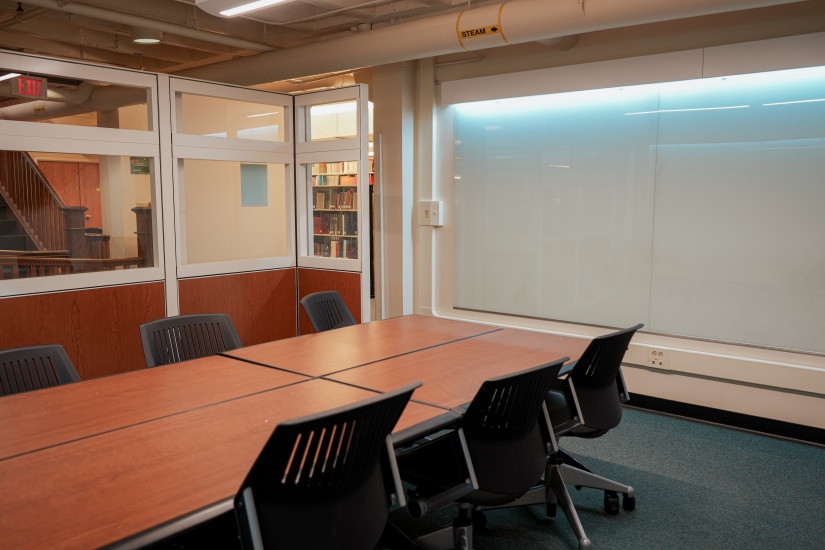 Interior of the Geology Library Basement Study Room.