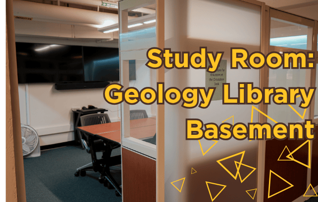 Details of the basement study room located in the Brinkerhoff Geology Library.
