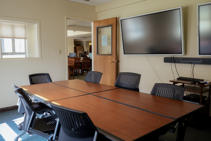 Interior of the main floor study room in the Geology Library,
