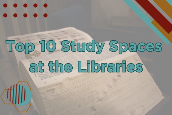 a dictionary with text over it that reads 'top 10 study spaces of UW libraries'