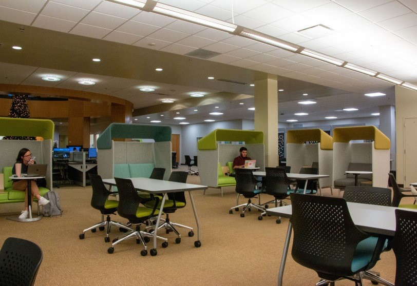 Two students in the learning commons.