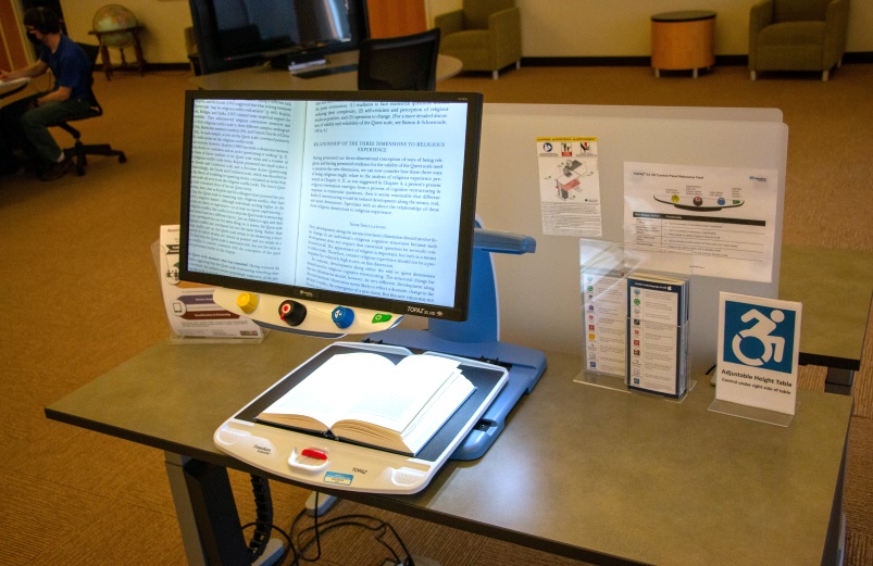 Video magnifier being used.