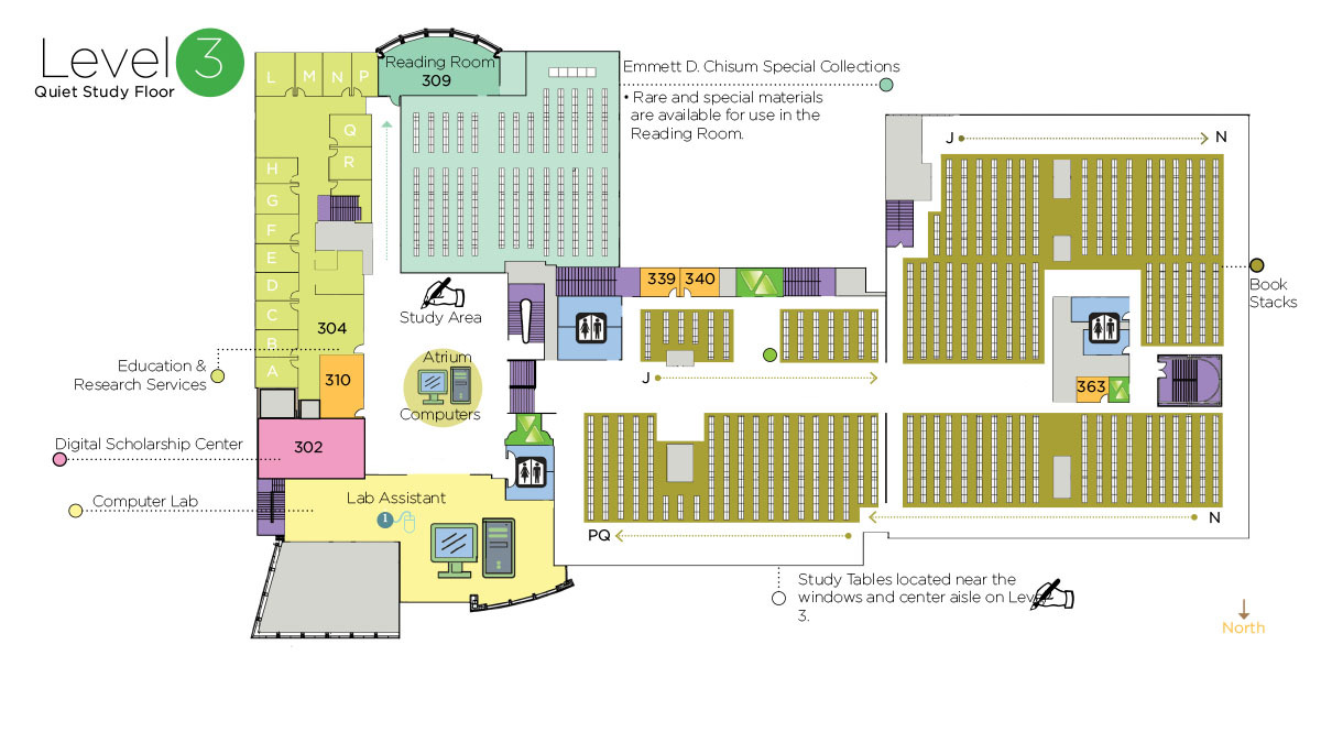 Coe Library level 3 floor map