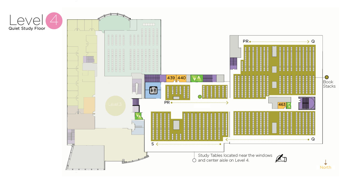 Coe Library level 4 floor map