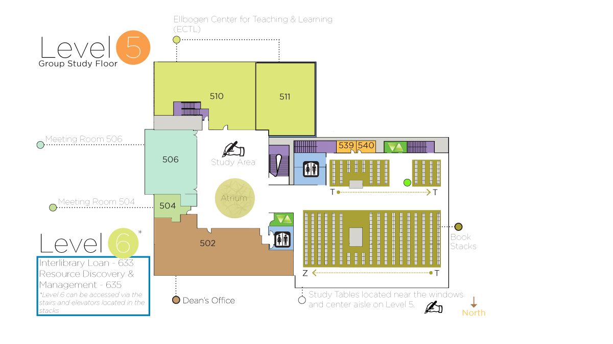 Coe Library level 5 floor map