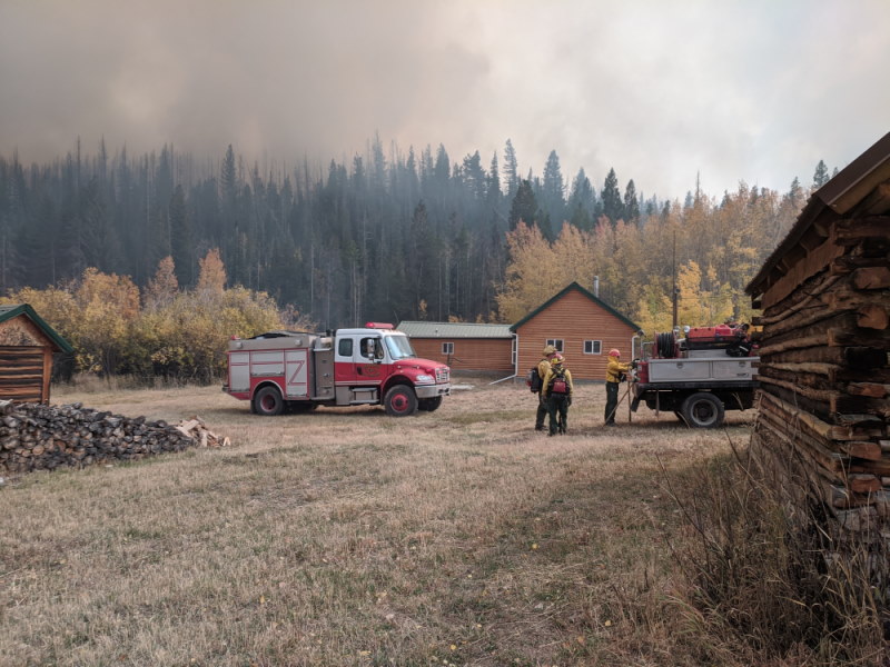 Mullen Fire - Vedauwoo and Big Laramie engine crews working together for structure protection near Albany, WY