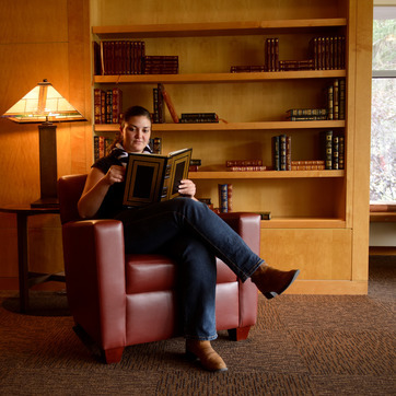 A student in the McMurry reading Room.