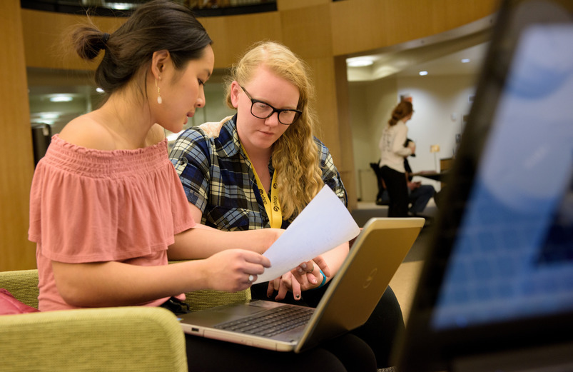 Two students working
