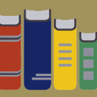 flat colored books on edge icon