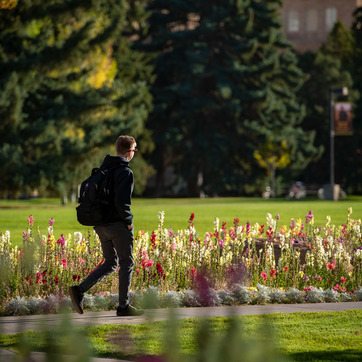 Student walking across Prexy's