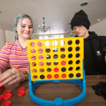 Students Playing Connect Four in Tobin House