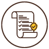 Icon of a list with secure checkmark