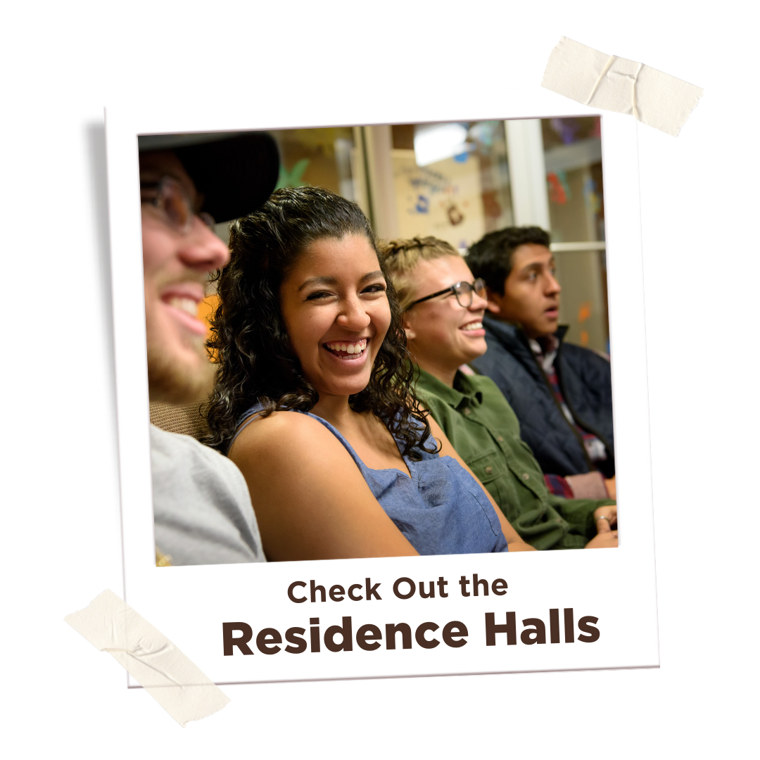 Check Out the Residence Halls with student in a residence hall community lounge