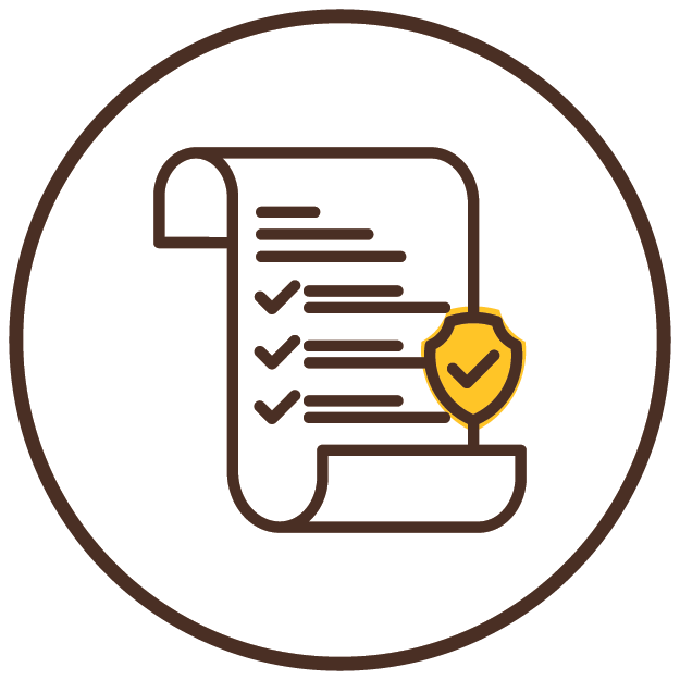 icon of a list with checkmarks and a security shield