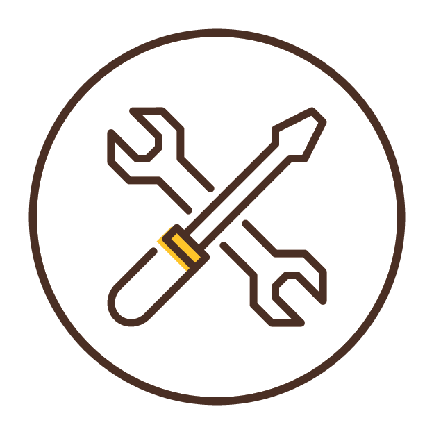 icon of a wrench and screwdriver criss-crossing