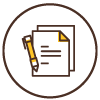 Icon of a stack of papers with pen