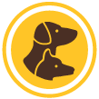 Gold icon of a dog and cat