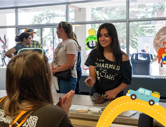 Students checking in to McIntyre Hall
