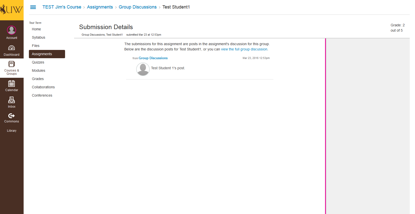 image showing advisor can see discussion contributions by student