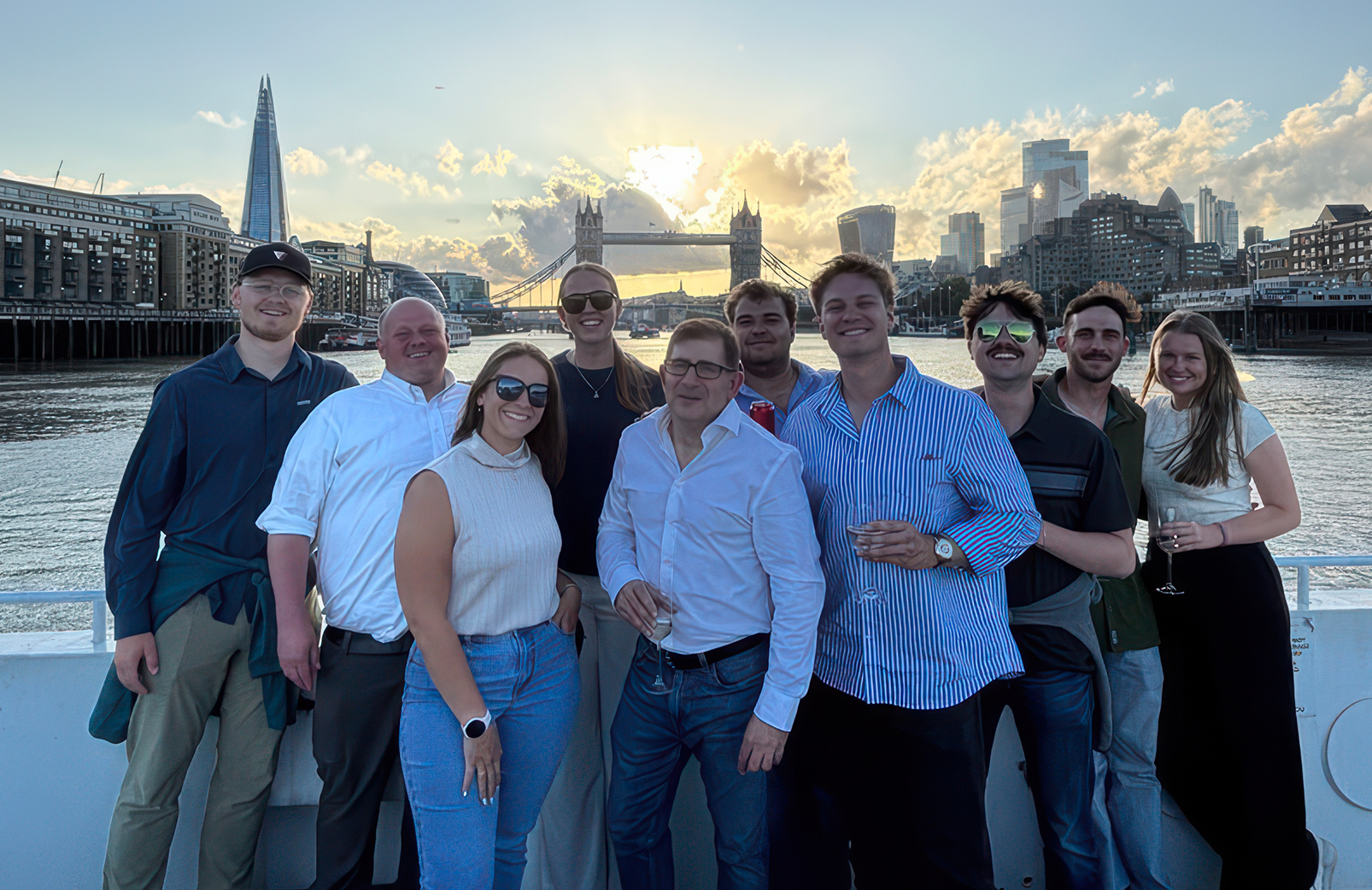 Venture MBA students with iconic London skyline in the background