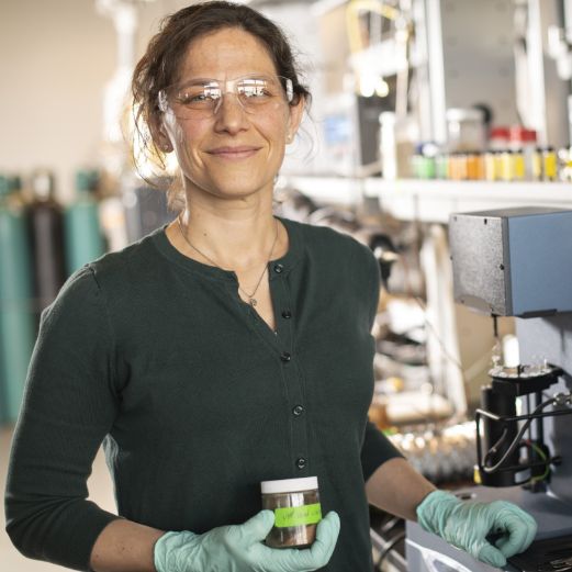 candid photo of Dr. Erica Belmont in her lab at BERG