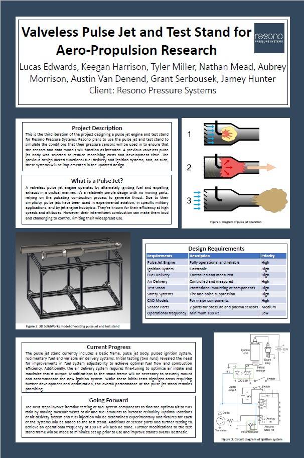 Senior Design Poster for Valveless Pulse Jet and Test Stand for Aero-propulsion Research