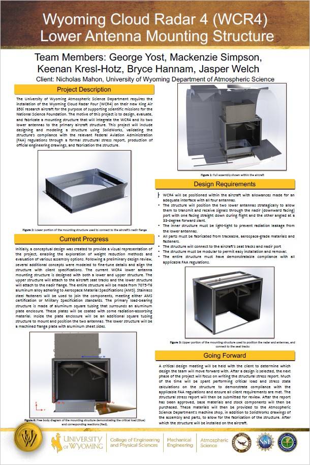 Senior Design Poster for Wyoming Cloud Radar 4 Lower Antenna Mounting Structure