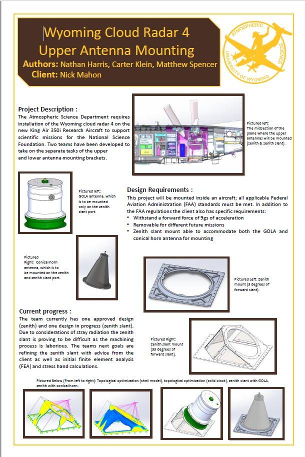 Senior Design Poster for Wyoming Cloud Radar 4 upper Antenna Mounting
