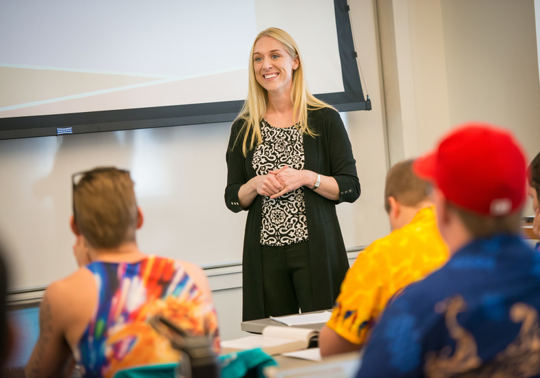 Faculty member in front of a class
