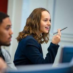 MBA student speaking in class