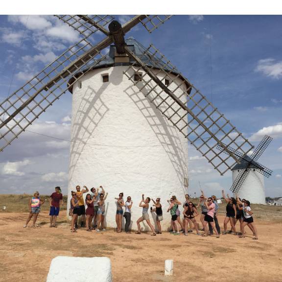 Spanish students at windmill