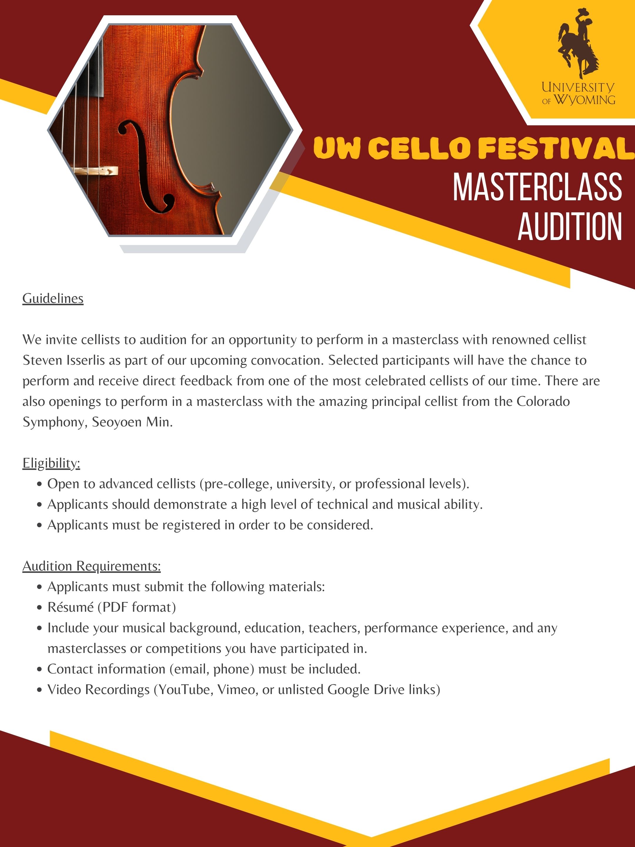 Guidelines for auditions