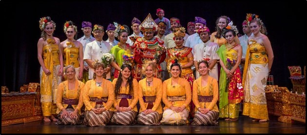 The UW Gamelan Candra Wyoga poses after a semester concert in full costume