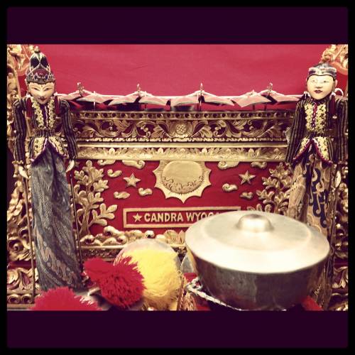 a few of the instruments and puppets in the Gamelan Candra Wyoga