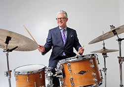 Matt Wilson playing the drums. Photo by John Abbott