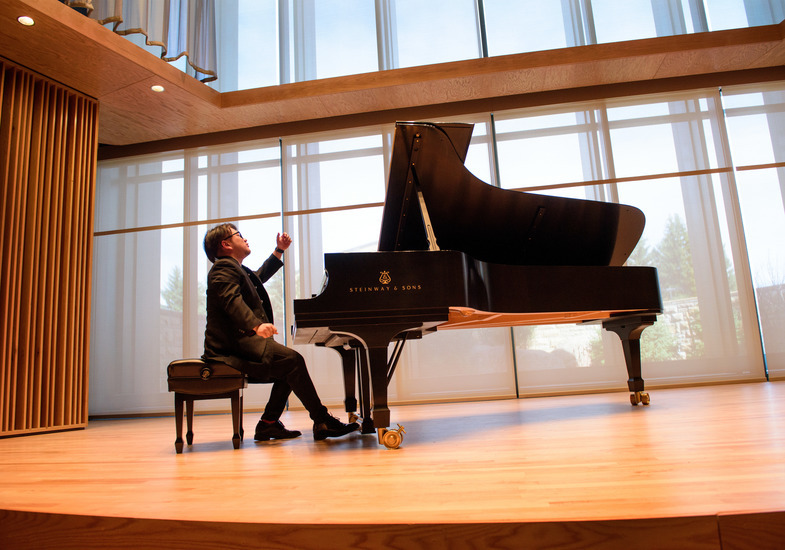 Pianist performing a recital