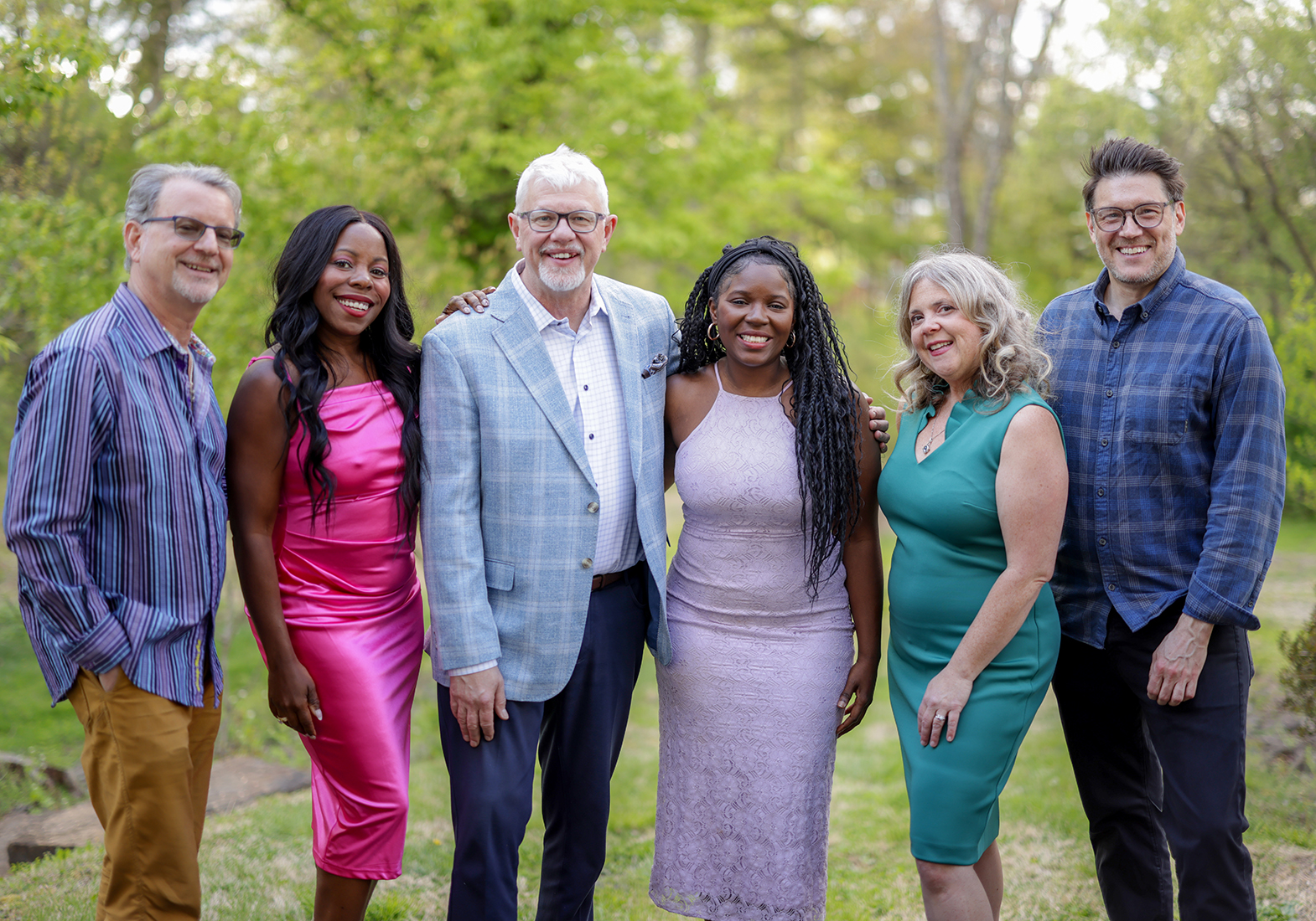 Jazz group named Good Trouble standing in a line