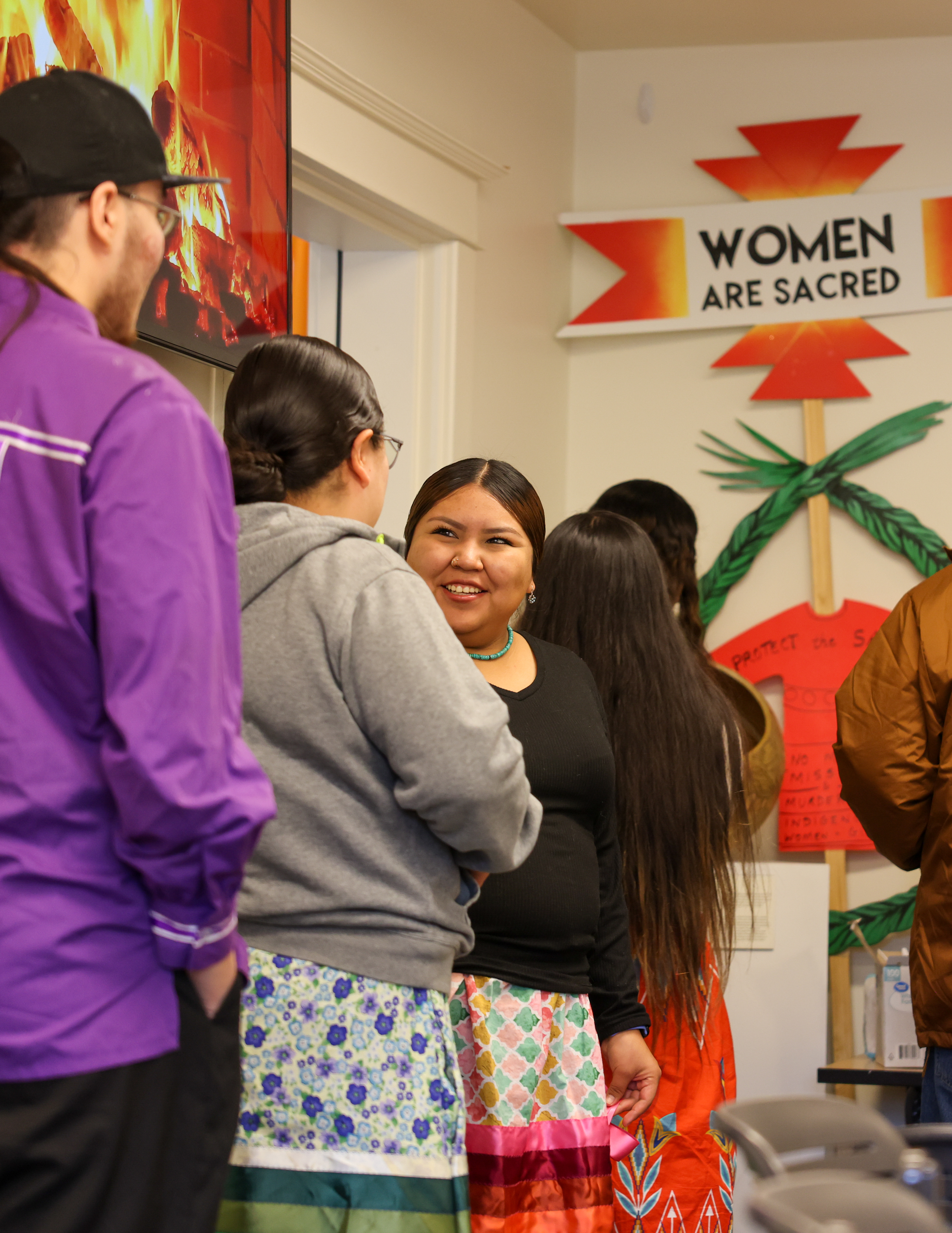 students in line for breakfast in the NAERCC