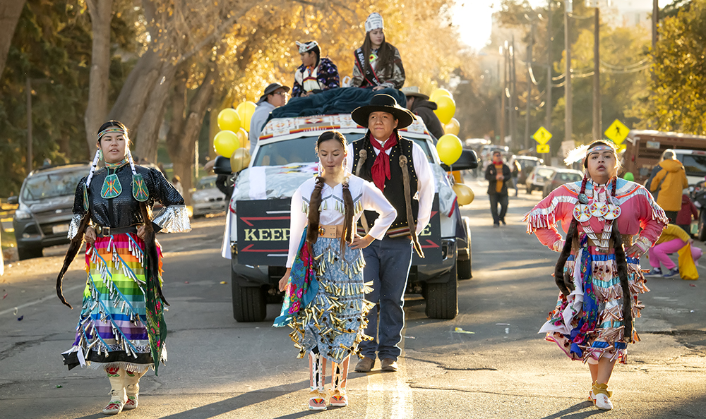 students in parade