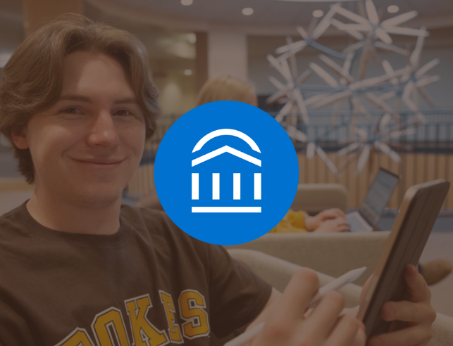 navigate logo over a student working on a device