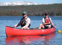 Two people canoeing