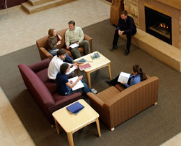 Students talking in lounge