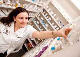Student working in pharmacy