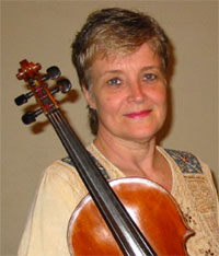 Woman holding violin