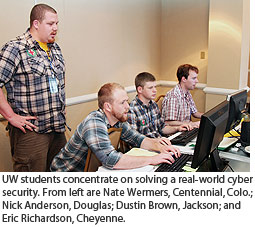 UW students concentrate on solving a real-world cyber security issue. 
