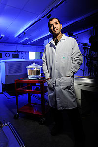 Man wearing lab coat