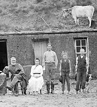Family with sod house